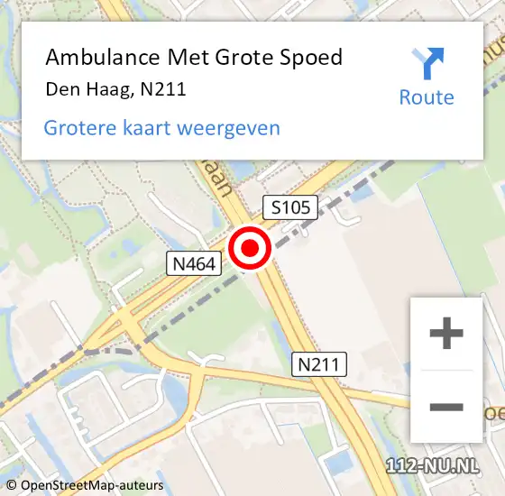 Locatie op kaart van de 112 melding: Ambulance Met Grote Spoed Naar Den Haag, N211 op 13 juni 2018 15:03