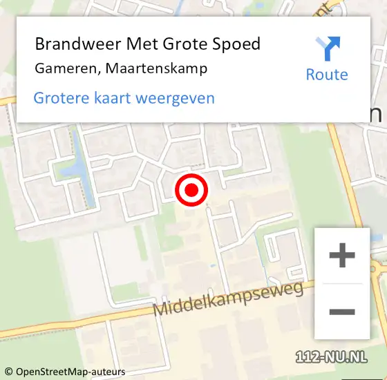 Locatie op kaart van de 112 melding: Brandweer Met Grote Spoed Naar Gameren, Maartenskamp op 13 juni 2018 15:51