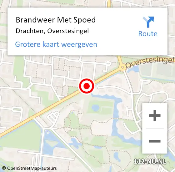 Locatie op kaart van de 112 melding: Brandweer Met Spoed Naar Drachten, Overstesingel op 13 juni 2018 16:38