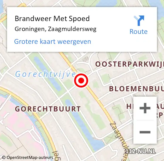 Locatie op kaart van de 112 melding: Brandweer Met Spoed Naar Groningen, Zaagmuldersweg op 13 juni 2018 16:40