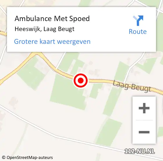 Locatie op kaart van de 112 melding: Ambulance Met Spoed Naar Heeswijk, Laag Beugt op 13 juni 2018 17:15