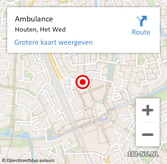 Locatie op kaart van de 112 melding: Ambulance Houten, Het Wed op 13 juni 2018 17:24