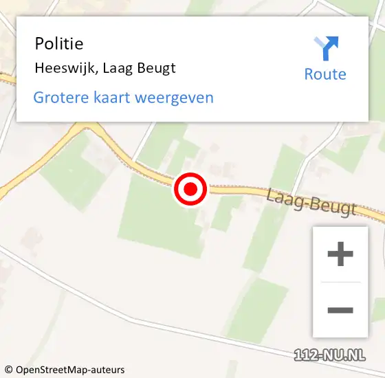 Locatie op kaart van de 112 melding: Politie Heeswijk, Laag Beugt op 13 juni 2018 17:25