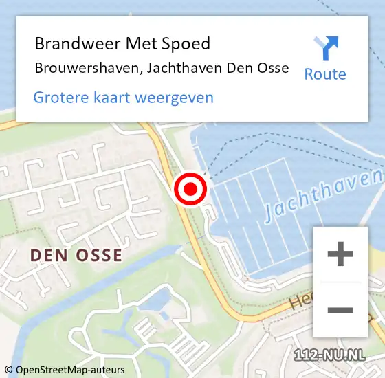 Locatie op kaart van de 112 melding: Brandweer Met Spoed Naar Brouwershaven, Jachthaven Den Osse op 13 juni 2018 17:37