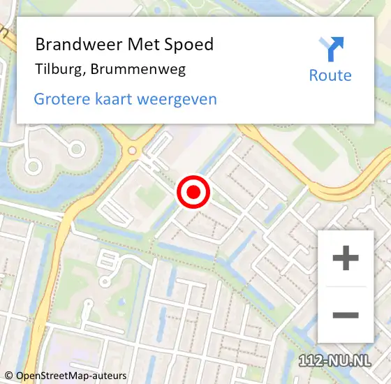 Locatie op kaart van de 112 melding: Brandweer Met Spoed Naar Tilburg, Brummenweg op 13 juni 2018 17:43