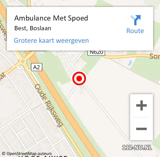 Locatie op kaart van de 112 melding: Ambulance Met Spoed Naar Best, Boslaan op 13 juni 2018 17:51