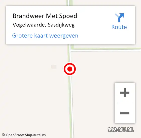 Locatie op kaart van de 112 melding: Brandweer Met Spoed Naar Vogelwaarde, Sasdijkweg op 13 juni 2018 17:55