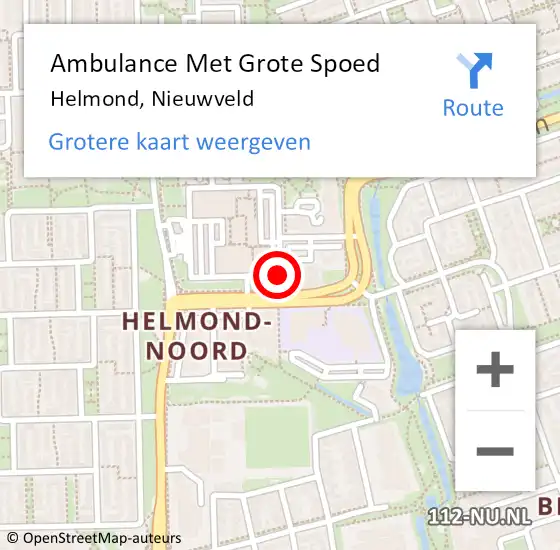 Locatie op kaart van de 112 melding: Ambulance Met Grote Spoed Naar Helmond, Nieuwveld op 13 juni 2018 17:56
