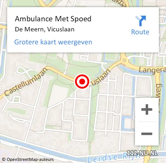 Locatie op kaart van de 112 melding: Ambulance Met Spoed Naar De Meern, Vicuslaan op 13 juni 2018 18:40