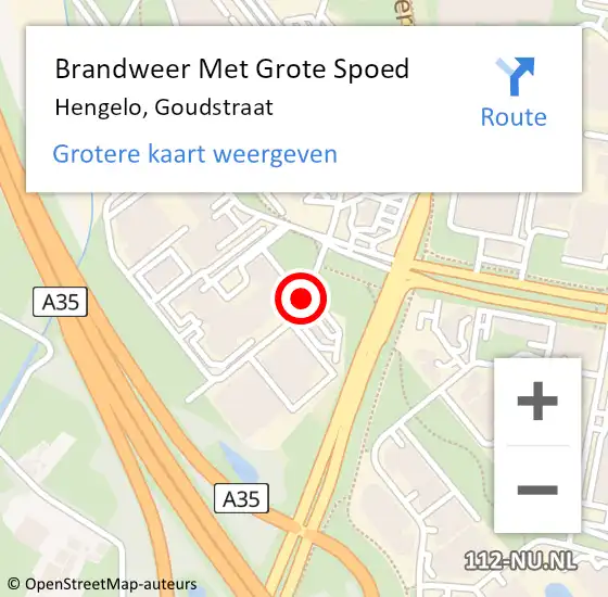 Locatie op kaart van de 112 melding: Brandweer Met Grote Spoed Naar Hengelo, Goudstraat op 13 juni 2018 18:55