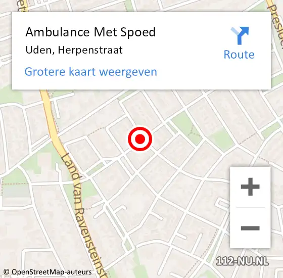 Locatie op kaart van de 112 melding: Ambulance Met Spoed Naar Uden, Herpenstraat op 13 juni 2018 18:57