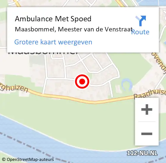 Locatie op kaart van de 112 melding: Ambulance Met Spoed Naar Maasbommel, Meester van de Venstraat op 13 juni 2018 19:02