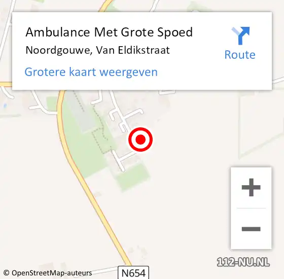 Locatie op kaart van de 112 melding: Ambulance Met Grote Spoed Naar Noordgouwe, Van Eldikstraat op 13 juni 2018 19:11