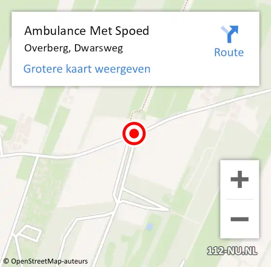 Locatie op kaart van de 112 melding: Ambulance Met Spoed Naar Overberg, Dwarsweg op 13 juni 2018 19:58