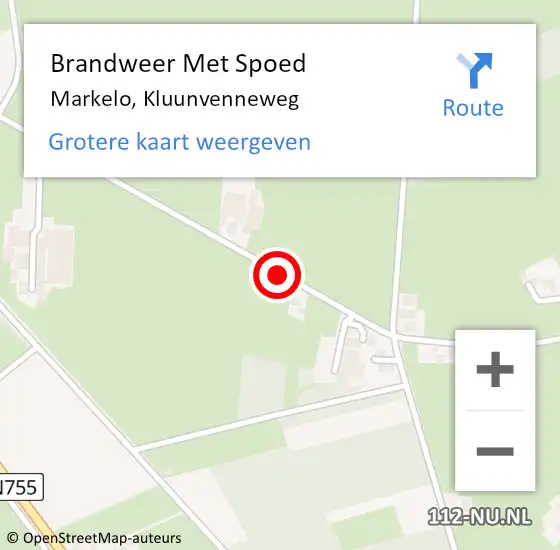 Locatie op kaart van de 112 melding: Brandweer Met Spoed Naar Markelo, Kluunvenneweg op 13 juni 2018 20:25