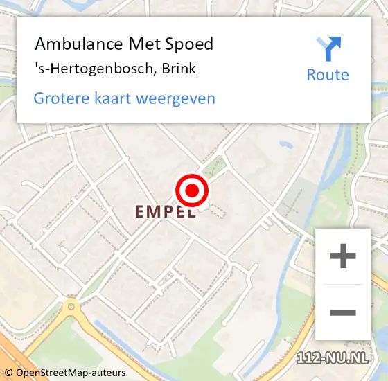 Locatie op kaart van de 112 melding: Ambulance Met Spoed Naar 's-Hertogenbosch, Brink op 13 juni 2018 20:57