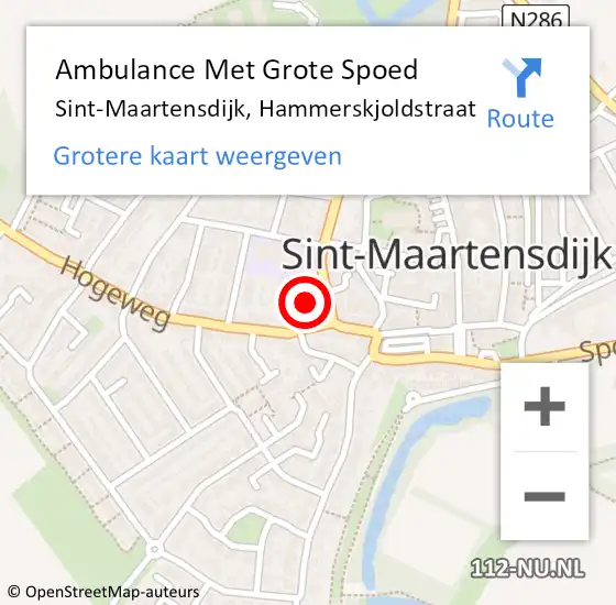 Locatie op kaart van de 112 melding: Ambulance Met Grote Spoed Naar Sint Maartensdijk, Hammerskjoldstraat op 13 juni 2018 21:19