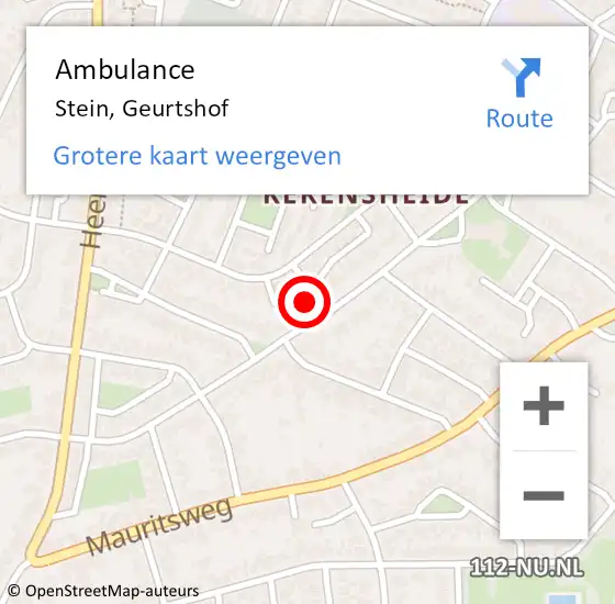 Locatie op kaart van de 112 melding: Ambulance Stein, Geurtshof op 27 februari 2014 16:08