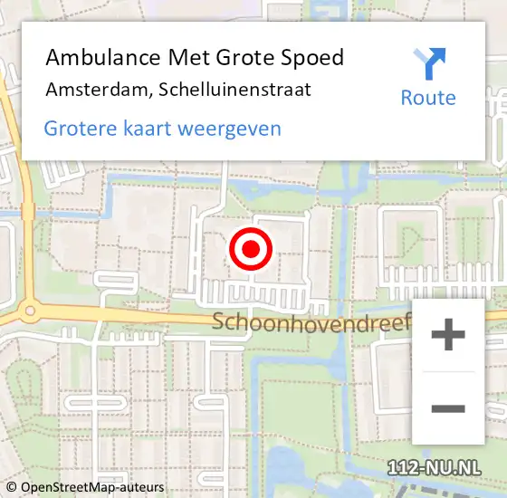 Locatie op kaart van de 112 melding: Ambulance Met Grote Spoed Naar Amsterdam, Schelluinenstraat op 13 juni 2018 22:01
