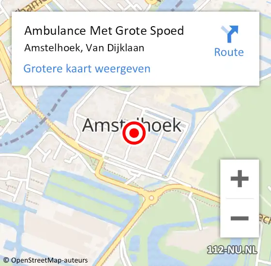 Locatie op kaart van de 112 melding: Ambulance Met Grote Spoed Naar Amstelhoek, Van Dijklaan op 13 juni 2018 22:10