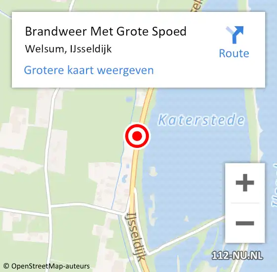 Locatie op kaart van de 112 melding: Brandweer Met Grote Spoed Naar Welsum, IJsseldijk op 13 juni 2018 22:13