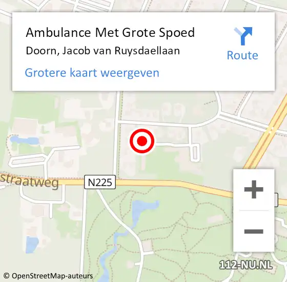 Locatie op kaart van de 112 melding: Ambulance Met Grote Spoed Naar Doorn, Jacob van Ruysdaellaan op 13 juni 2018 22:20