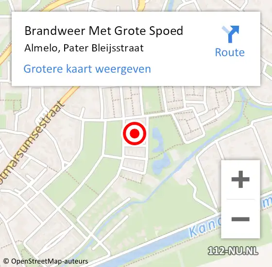 Locatie op kaart van de 112 melding: Brandweer Met Grote Spoed Naar Almelo, Pater Bleijsstraat op 13 juni 2018 23:24
