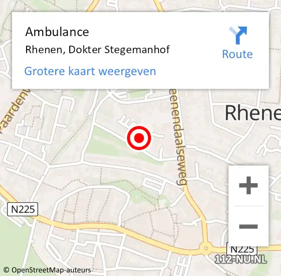 Locatie op kaart van de 112 melding: Ambulance Rhenen, Dokter Stegemanhof op 14 juni 2018 00:20