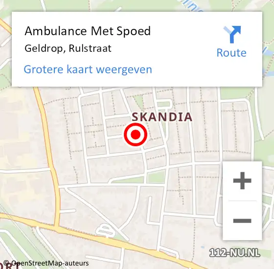 Locatie op kaart van de 112 melding: Ambulance Met Spoed Naar Geldrop, Rulstraat op 14 juni 2018 00:28