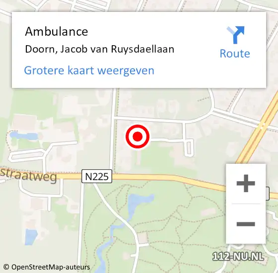 Locatie op kaart van de 112 melding: Ambulance Doorn, Jacob van Ruysdaellaan op 14 juni 2018 01:02