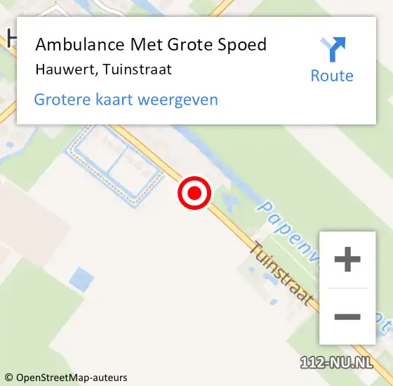 Locatie op kaart van de 112 melding: Ambulance Met Grote Spoed Naar Hauwert, Tuinstraat op 14 juni 2018 02:09