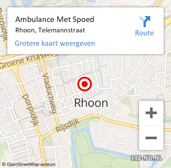 Locatie op kaart van de 112 melding: Ambulance Met Spoed Naar Rhoon, Telemannstraat op 14 juni 2018 02:55