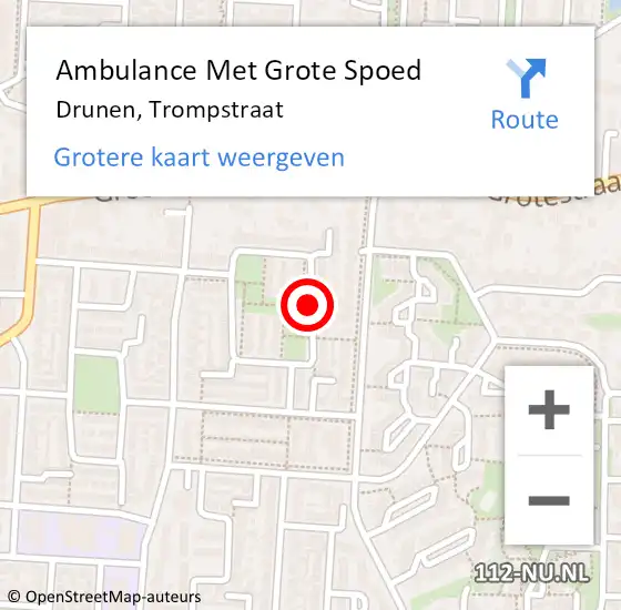 Locatie op kaart van de 112 melding: Ambulance Met Grote Spoed Naar Drunen, Trompstraat op 14 juni 2018 03:22