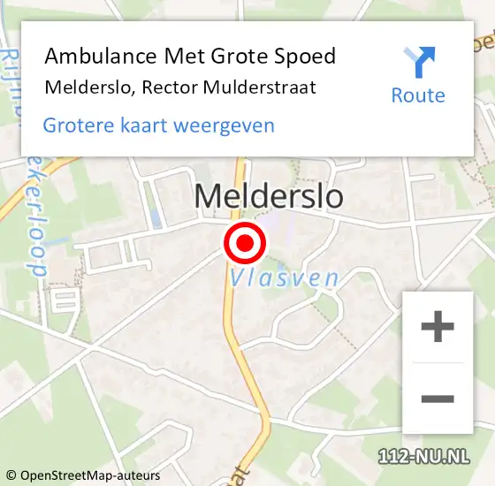 Locatie op kaart van de 112 melding: Ambulance Met Grote Spoed Naar Melderslo, Rector Mulderstraat op 27 februari 2014 16:28