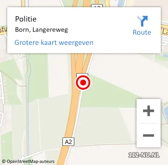 Locatie op kaart van de 112 melding: Politie Born, Langereweg op 14 juni 2018 07:07