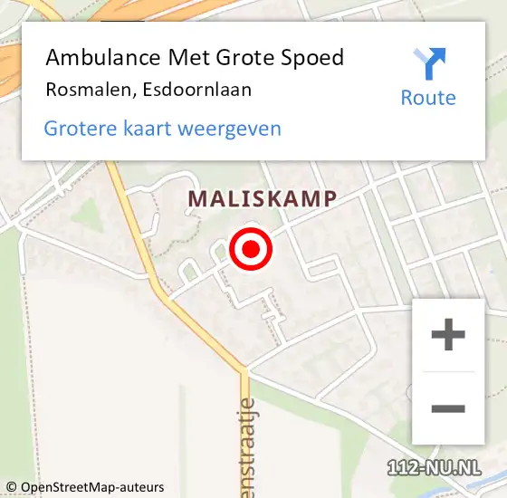 Locatie op kaart van de 112 melding: Ambulance Met Grote Spoed Naar Rosmalen, Esdoornlaan op 14 juni 2018 07:26