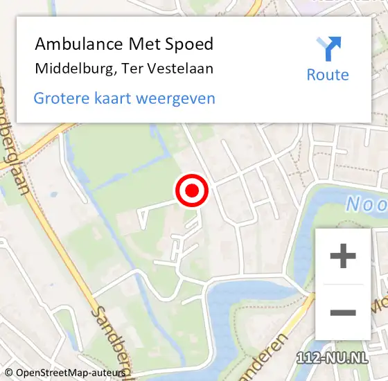 Locatie op kaart van de 112 melding: Ambulance Met Spoed Naar Middelburg, Ter Vestelaan op 14 juni 2018 07:31