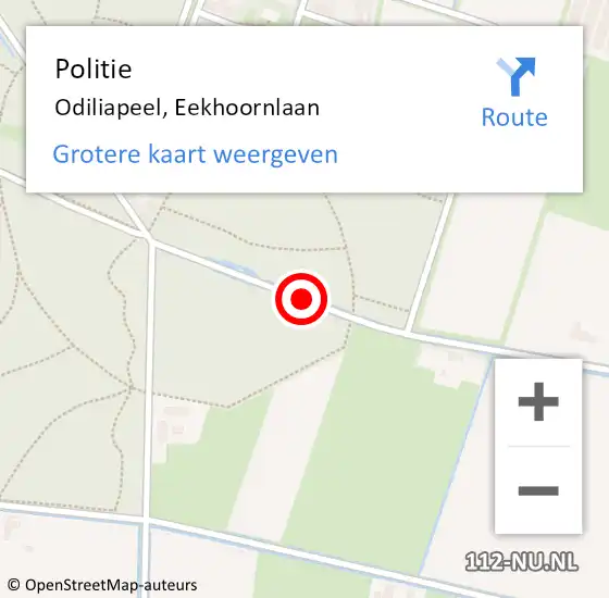 Locatie op kaart van de 112 melding: Politie Odiliapeel, Eekhoornlaan op 14 juni 2018 08:06