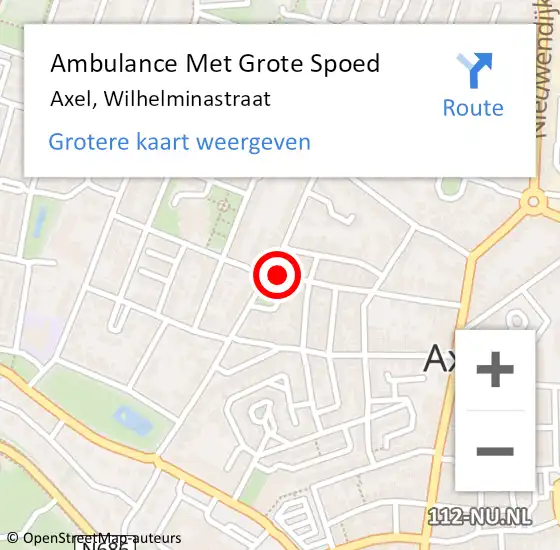 Locatie op kaart van de 112 melding: Ambulance Met Grote Spoed Naar Axel, Wilhelminastraat op 14 juni 2018 08:33