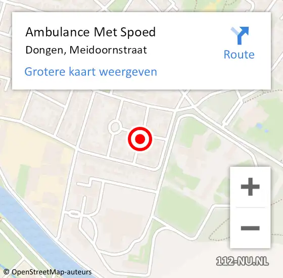 Locatie op kaart van de 112 melding: Ambulance Met Spoed Naar Dongen, Meidoornstraat op 14 juni 2018 08:53