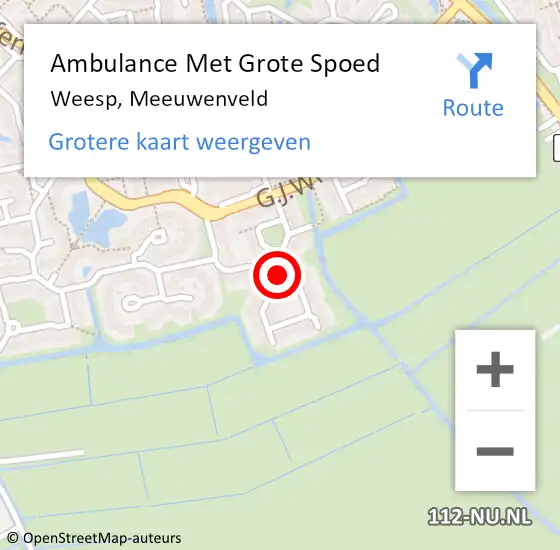 Locatie op kaart van de 112 melding: Ambulance Met Grote Spoed Naar Weesp, Meeuwenveld op 27 februari 2014 16:37