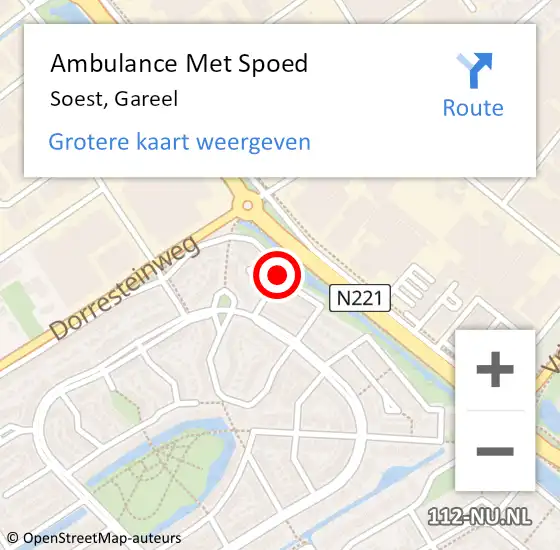 Locatie op kaart van de 112 melding: Ambulance Met Spoed Naar Soest, Gareel op 14 juni 2018 09:14