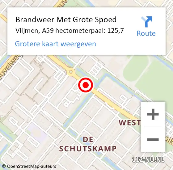 Locatie op kaart van de 112 melding: Brandweer Met Grote Spoed Naar Vlijmen, A59 hectometerpaal: 125,7 op 14 juni 2018 09:19