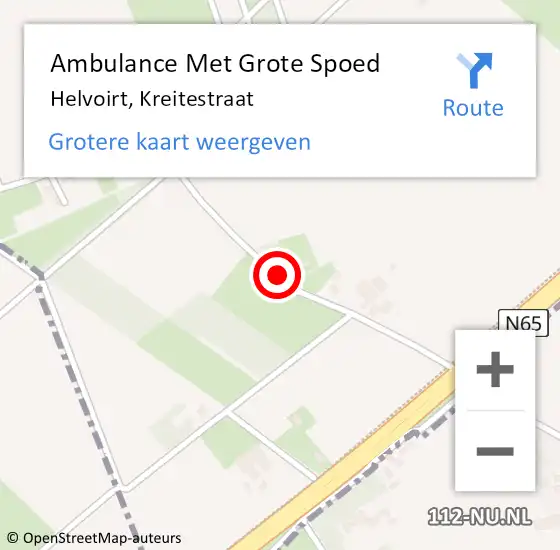 Locatie op kaart van de 112 melding: Ambulance Met Grote Spoed Naar Helvoirt, Kreitestraat op 14 juni 2018 09:50