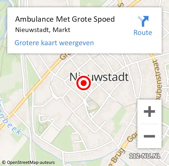 Locatie op kaart van de 112 melding: Ambulance Met Grote Spoed Naar Nieuwstadt, Markt op 14 juni 2018 10:22