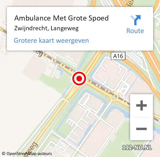 Locatie op kaart van de 112 melding: Ambulance Met Grote Spoed Naar Zwijndrecht, Langeweg op 14 juni 2018 11:00
