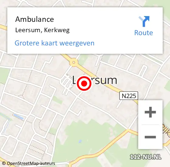 Locatie op kaart van de 112 melding: Ambulance Leersum, Kerkweg op 14 juni 2018 11:33