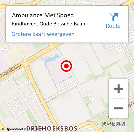 Locatie op kaart van de 112 melding: Ambulance Met Spoed Naar Eindhoven, Oude Bossche Baan op 14 juni 2018 11:48