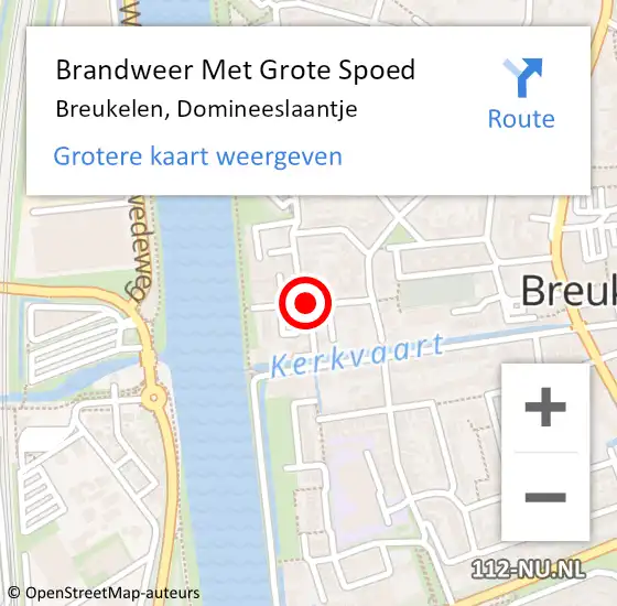 Locatie op kaart van de 112 melding: Brandweer Met Grote Spoed Naar Breukelen, Domineeslaantje op 14 juni 2018 12:08