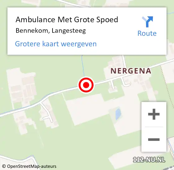 Locatie op kaart van de 112 melding: Ambulance Met Grote Spoed Naar Bennekom, Langesteeg op 14 juni 2018 12:36